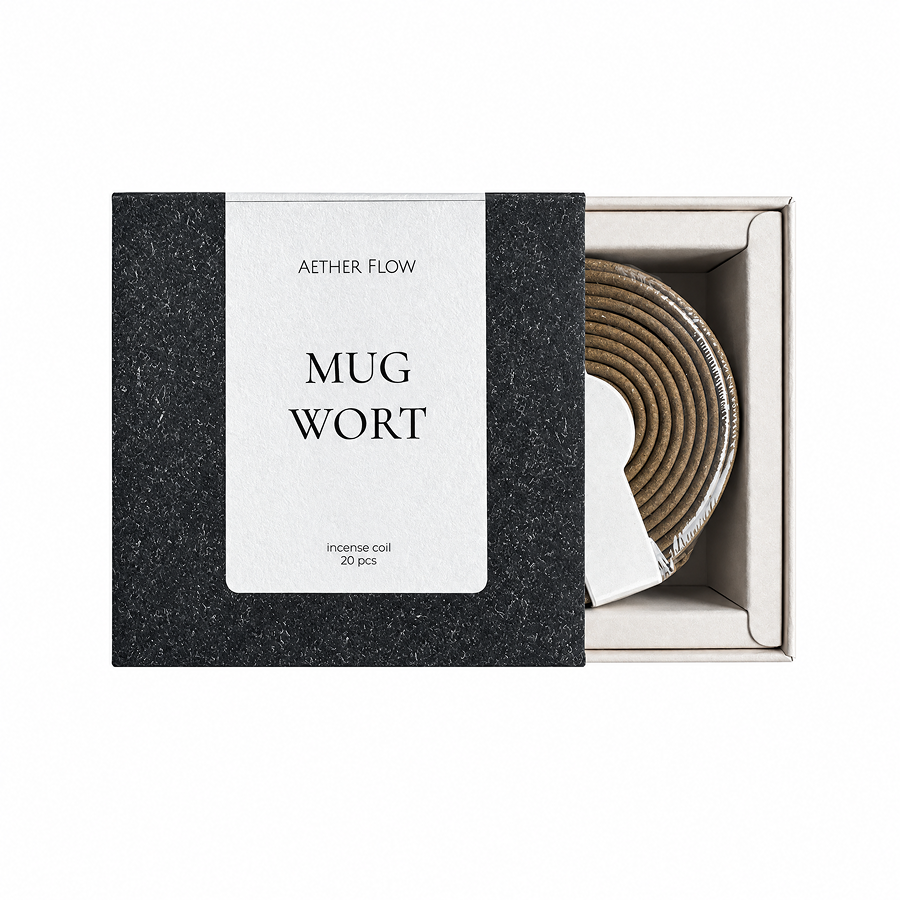 AETHER FLOW Natural Incense Coils | Agarwood · Sandalwood · Mugwort · White Cedar — 4-Hour Burn