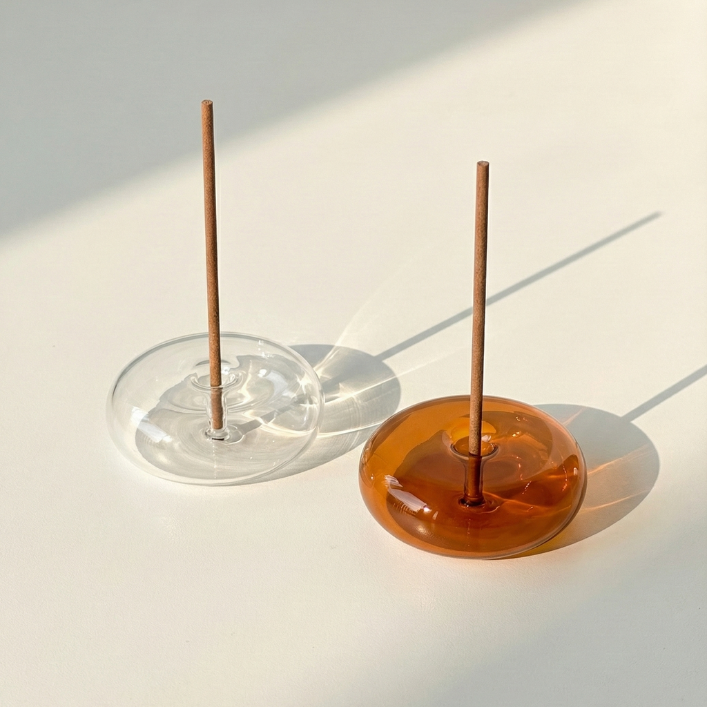 Glass Bubble Incense Holder — Hand-Blown Borosilicate Glass, Fits Sticks up to 3mm