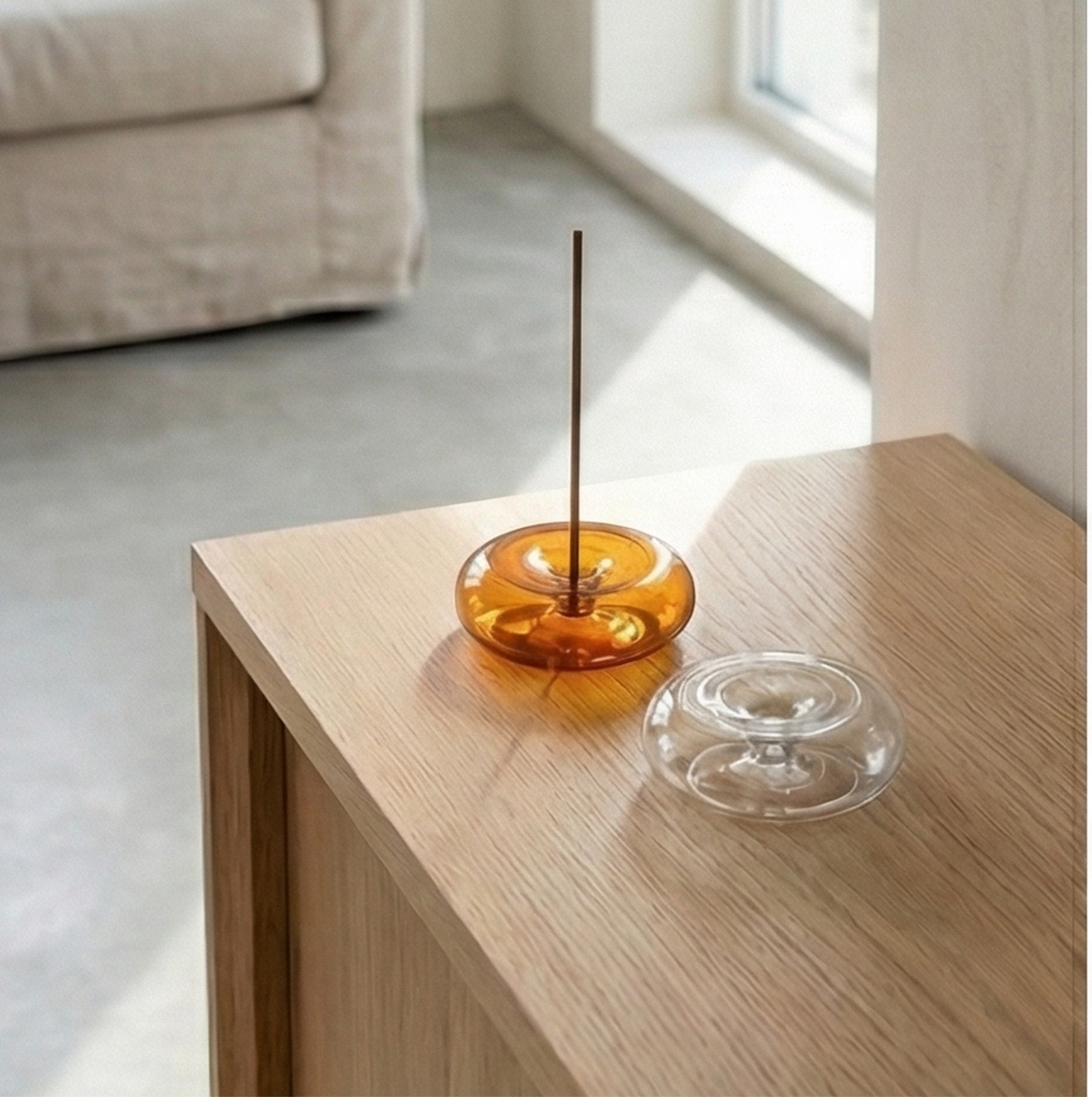 Glass Bubble Incense Holder — Hand-Blown Borosilicate Glass, Fits Sticks up to 3mm