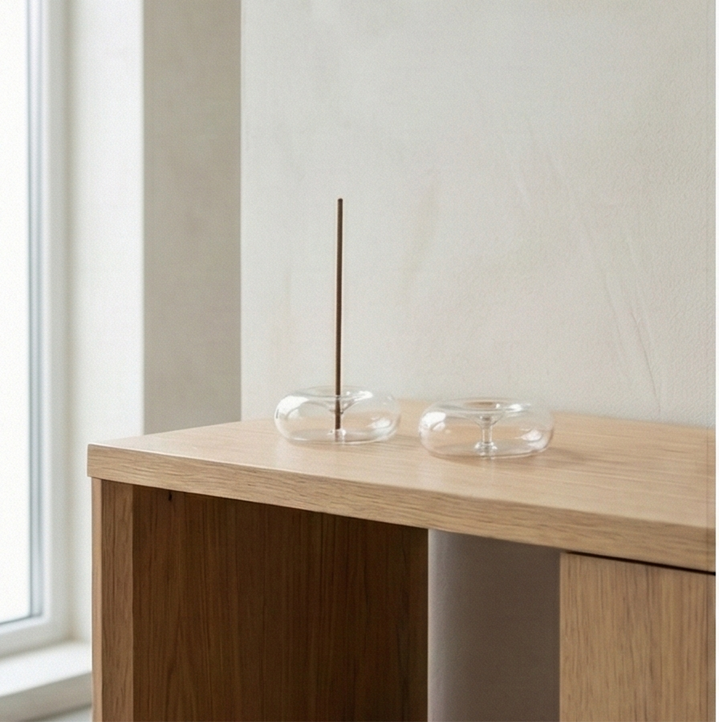 Glass Bubble Incense Holder — Hand-Blown Borosilicate Glass, Fits Sticks up to 3mm