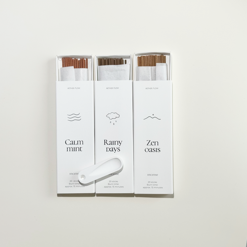 The Retreat Series Incense Sticks | Calm Mint · Rainy Days · Zen Oasis — Premium Botanical Blends