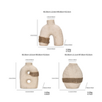 Wabi-sabi Ceramic Vase — Unglazed Clay with Hemp Rope | Twin · Arch · Stone