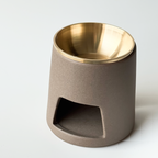 Ceramic Oil Burner & Dry Burner — Brass Plate, Tealight Powered | For Essential Oils & Botanicals