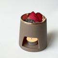 Ceramic Oil Burner & Dry Burner — Brass Plate, Tealight Powered | For Essential Oils & Botanicals