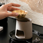 Ceramic Oil Burner & Dry Burner — Brass Plate, Tealight Powered | For Essential Oils & Botanicals