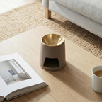 Ceramic Oil Burner & Dry Burner — Brass Plate, Tealight Powered | For Essential Oils & Botanicals