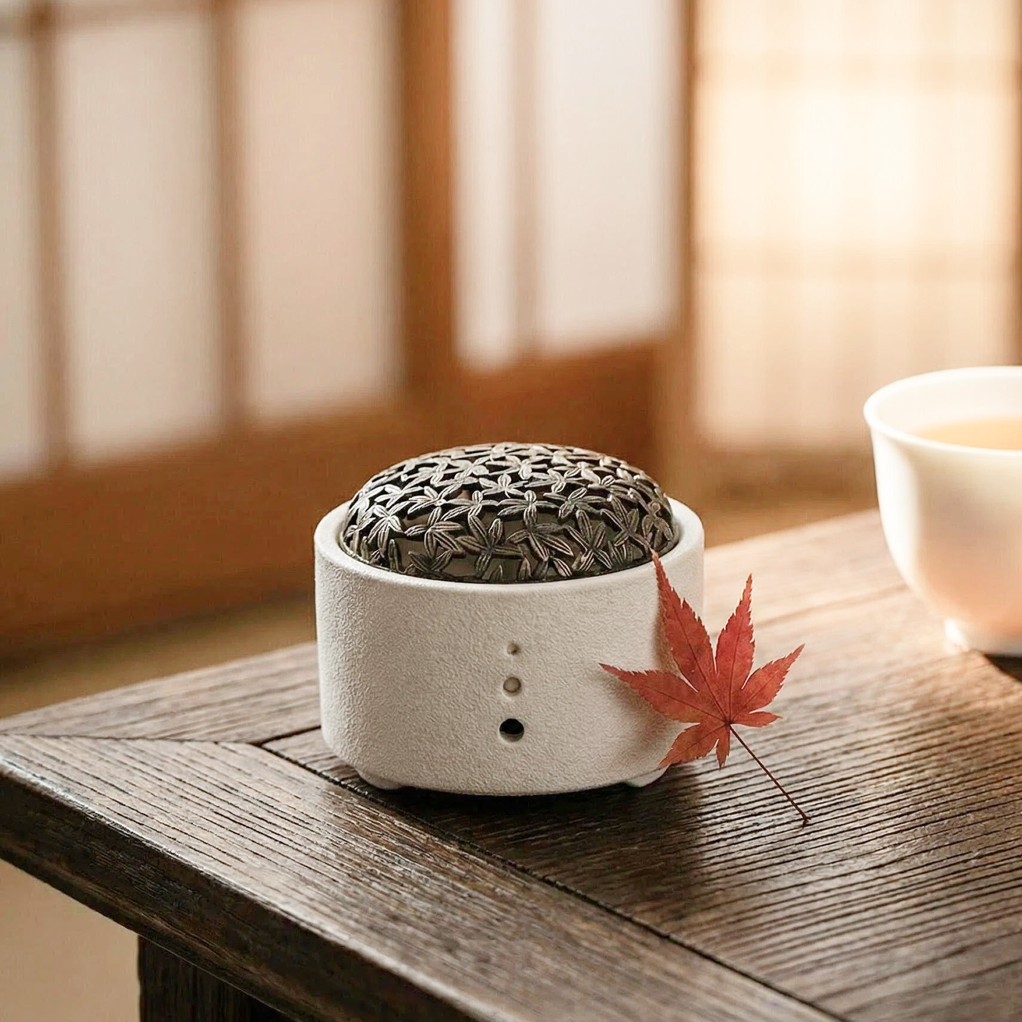Zen Maple Ceramic Incense Burner — For Coil Incense, Cones & Sticks