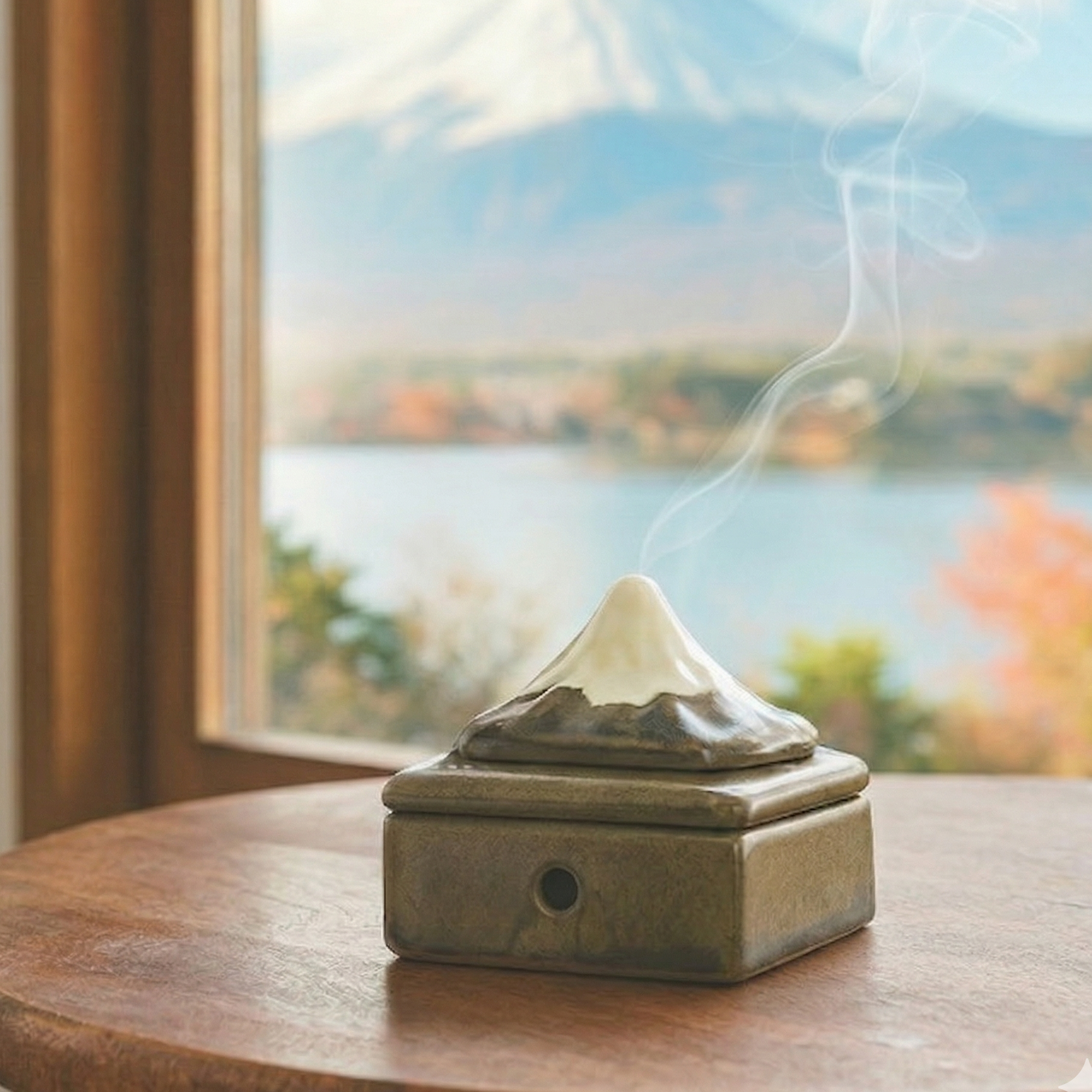 Handmade Mount Fuji Ceramic Incense Burner — For Coil Incense & Cones
