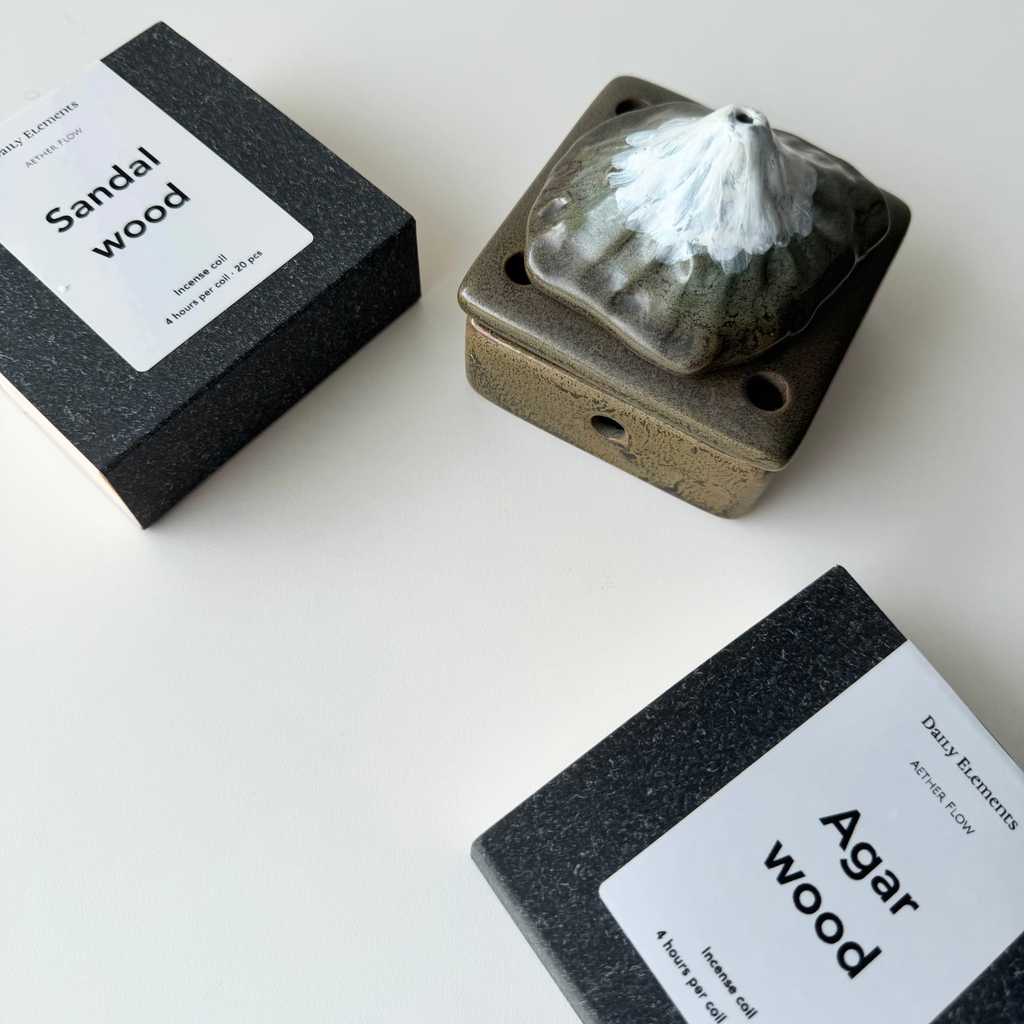 Handmade Mount Fuji Ceramic Incense Burner — For Coil Incense & Cones