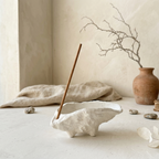 Oyster Ceramic Incense Holder — Full-Length Ash Catcher, Fits Sticks up to 3mm