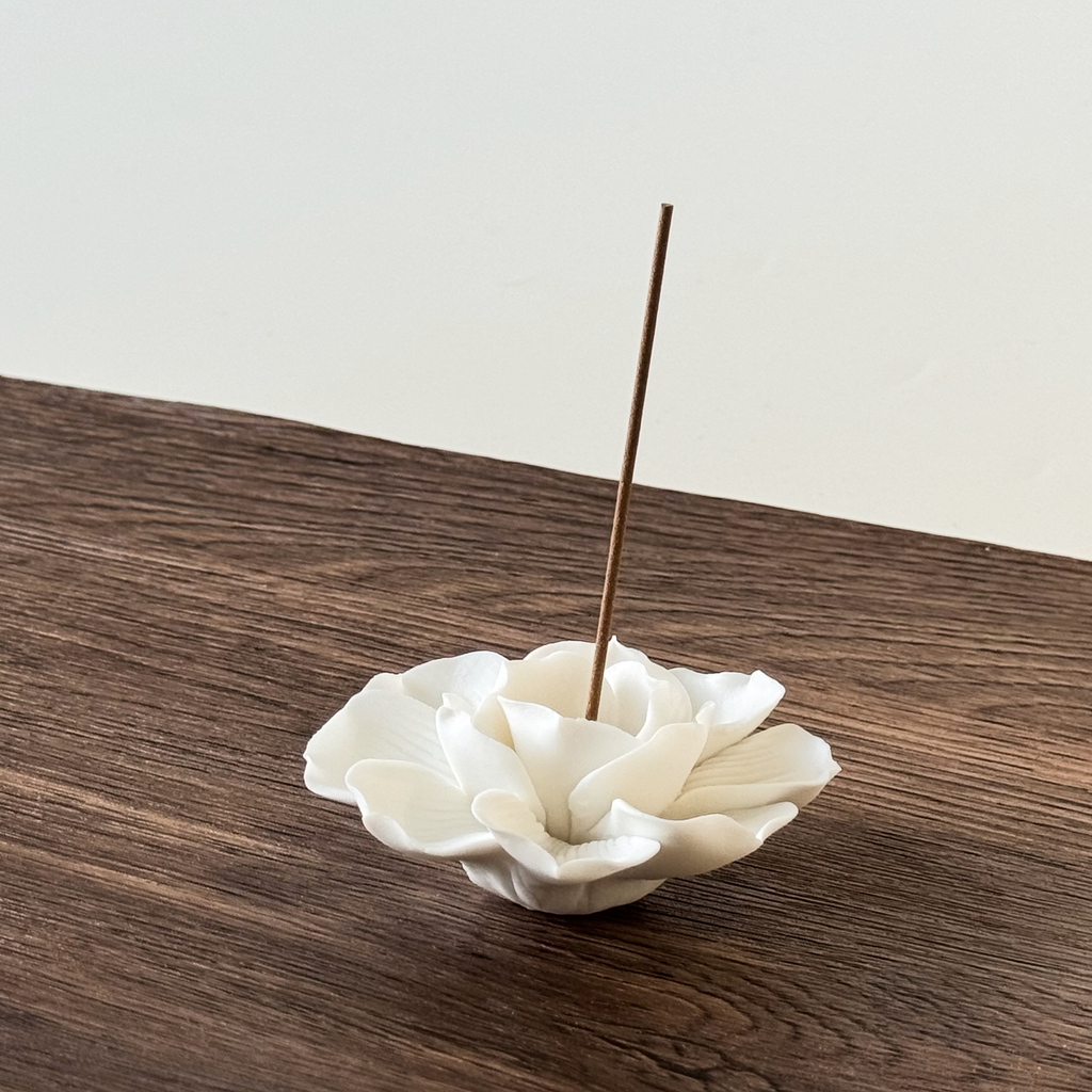 Handcrafted Lotus Ceramic Incense Holder — Fits Incense Sticks up to 3mm