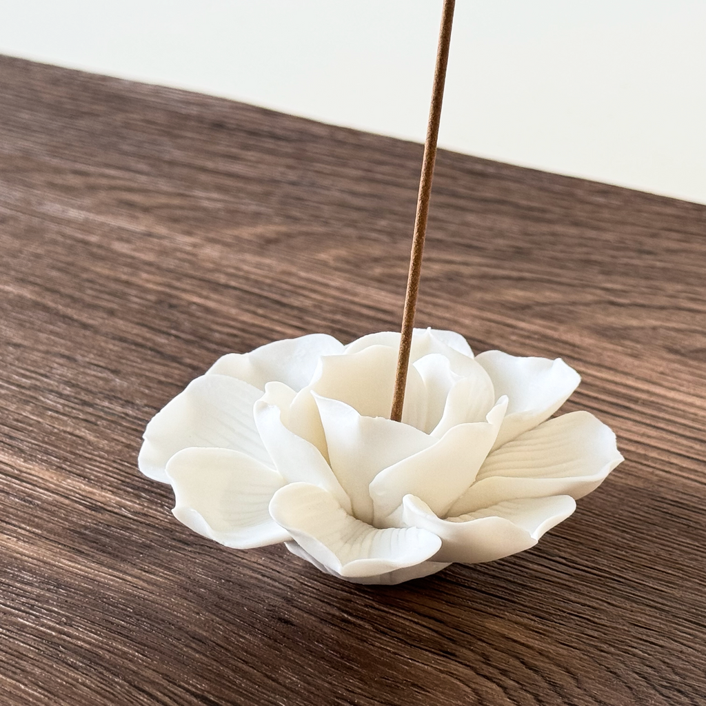 Handcrafted Lotus Ceramic Incense Holder — Fits Incense Sticks up to 3mm