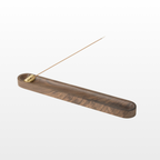 AETHER FLOW Wooden Incense Tray — 24cm Ash Catcher with Removable Brass Holder | Walnut