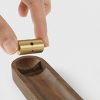 AETHER FLOW Wooden Incense Tray — 24cm Ash Catcher with Removable Brass Holder | Walnut