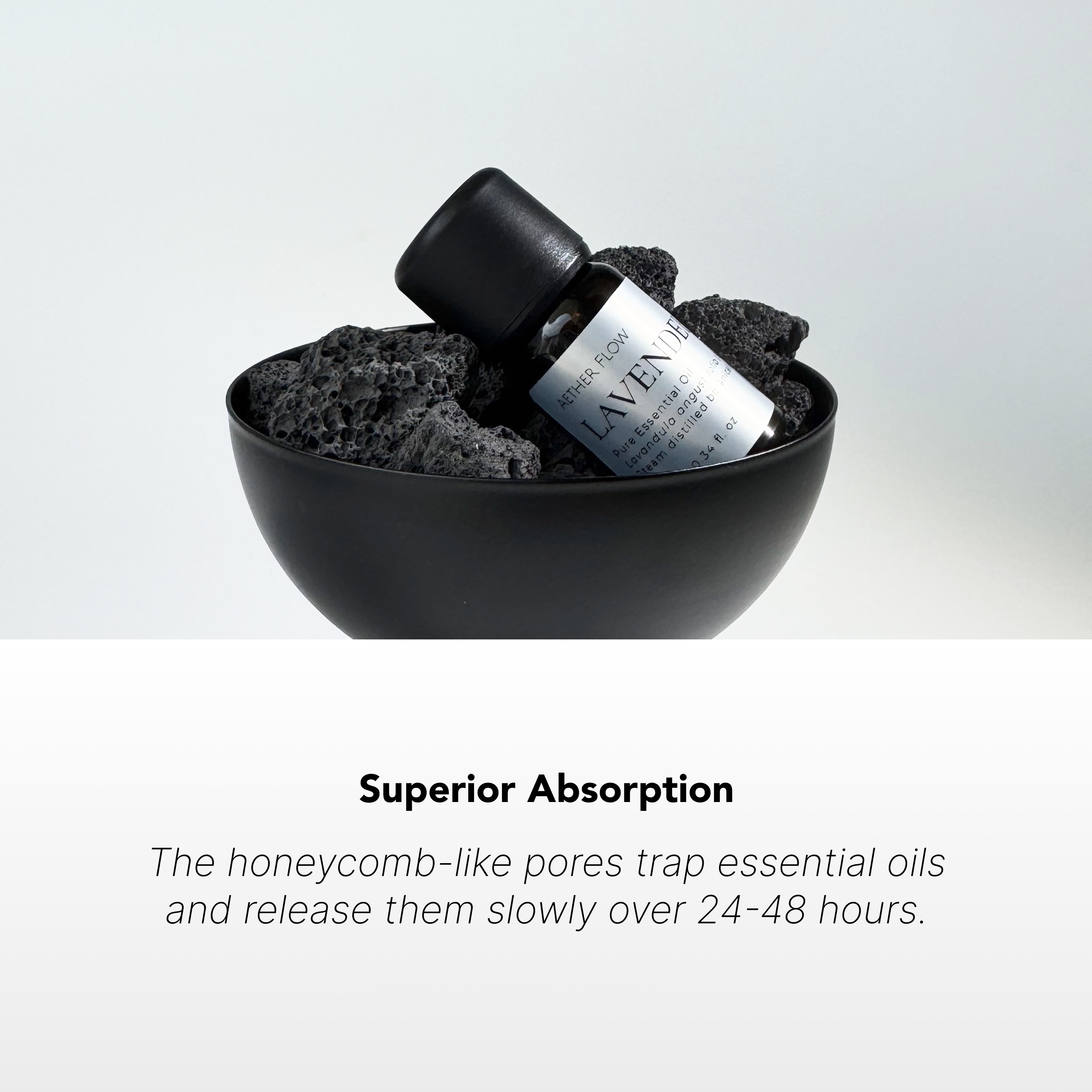 Lava Stone Essential Oil Diffuser Set | 200g Volcanic Rock & Black Iron Vessel