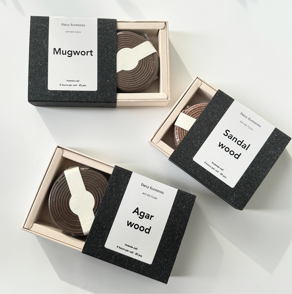 Natural Incense Coils | Agarwood · Sandalwood · Mugwort · White Cedar — 4-Hour Burn