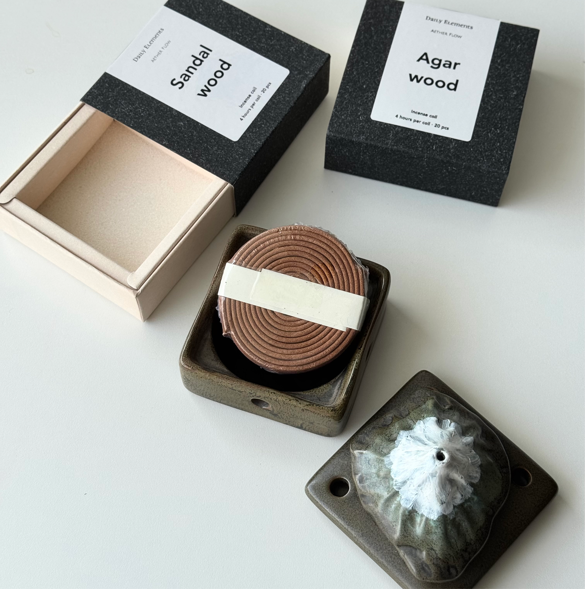 Natural Incense Coils | Agarwood · Sandalwood · Mugwort · White Cedar — 4-Hour Burn