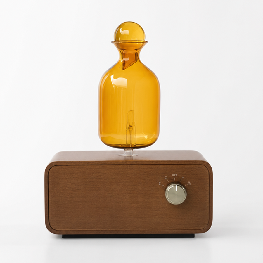AETHER FLOW Waterless Essential Oil Diffuser — Nebulizing | Artisan Beechwood & Hand-blown Glass | Siphon Series