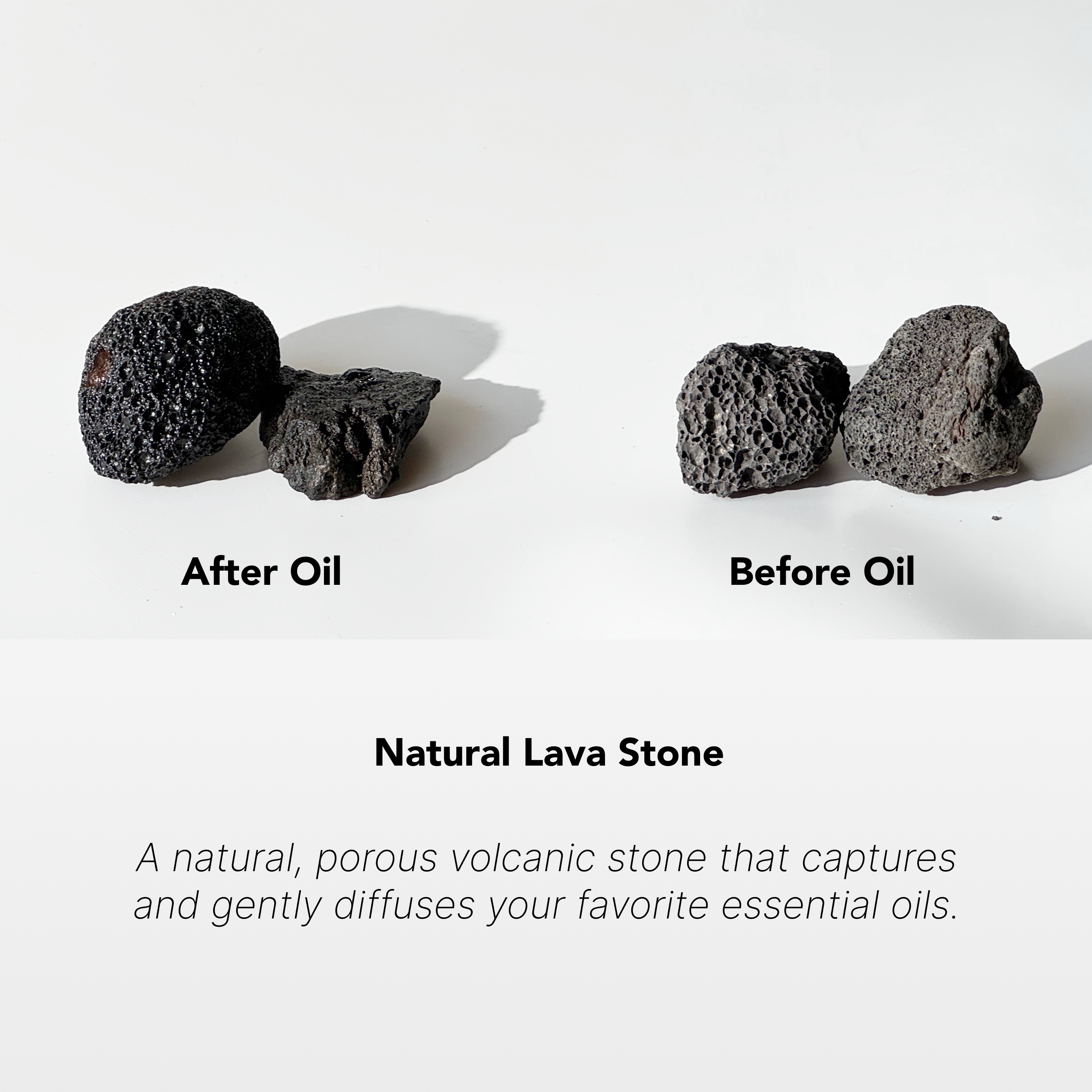 Lava Stone Essential Oil Diffuser Set | 200g Volcanic Rock & Black Iron Vessel