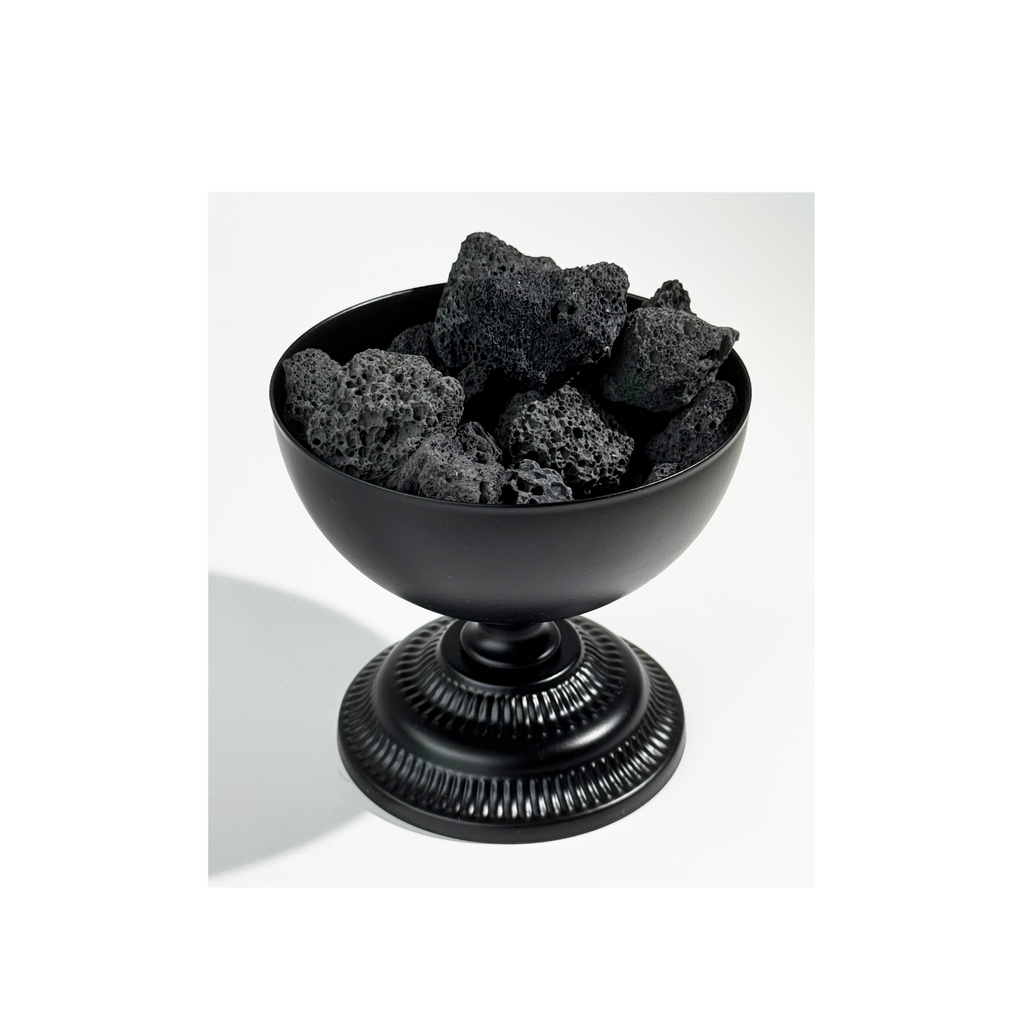 Lava Stone Essential Oil Diffuser Set | 200g Volcanic Rock & Black Iron Vessel