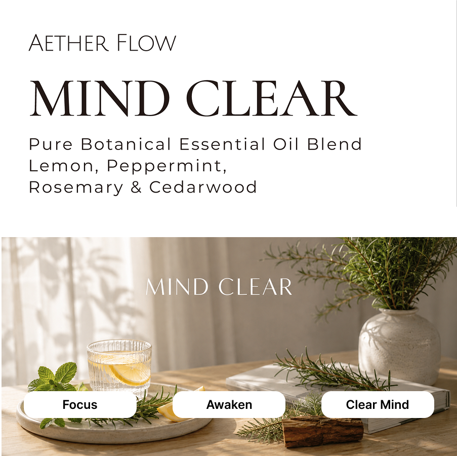 mind clear essential oil blend lemon peppermint rosemary Singapore