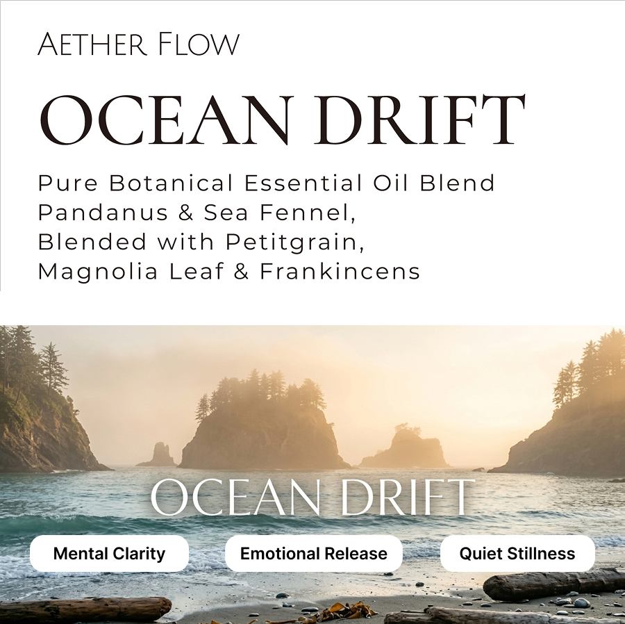 AETHER FLOW Ocean Drift Essential Oil Blend — Pandanus, Sea Fennel & Frankincense | 10ml