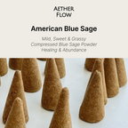 AETHER FLOW Blue Sage Incense Cones — Natural Space Cleansing Cones | Sweet Herbal Scent