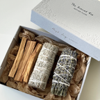 AETHER FLOW Deep Meditation Kit gift box with blue sage, lavender and Palo Santo sticks