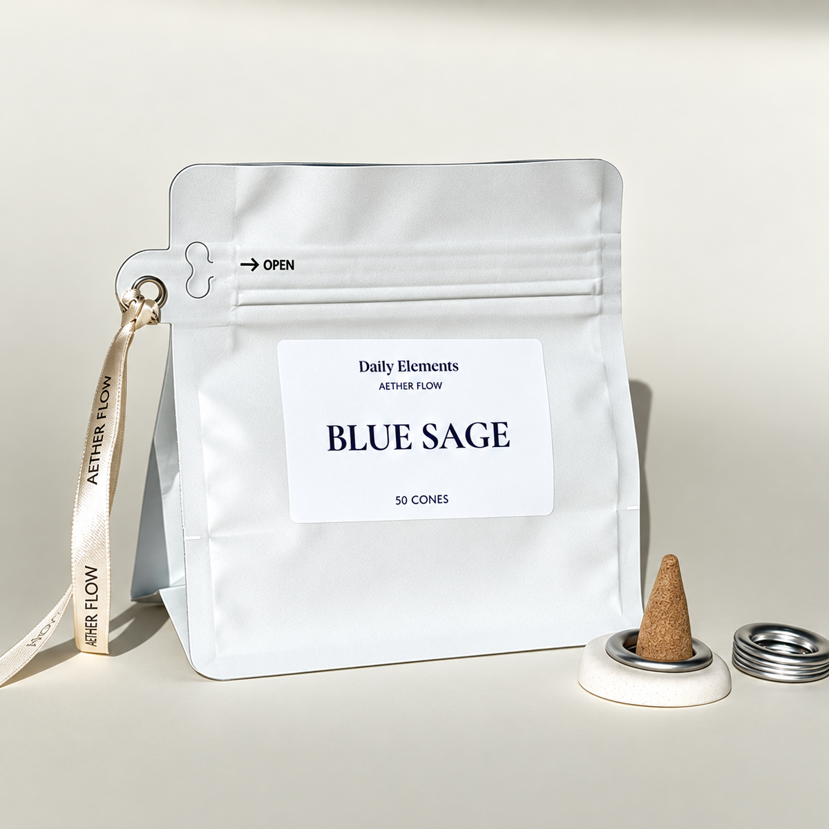 AETHER FLOW Blue Sage Incense Cones — Natural Space Cleansing Cones | Sweet Herbal Scent