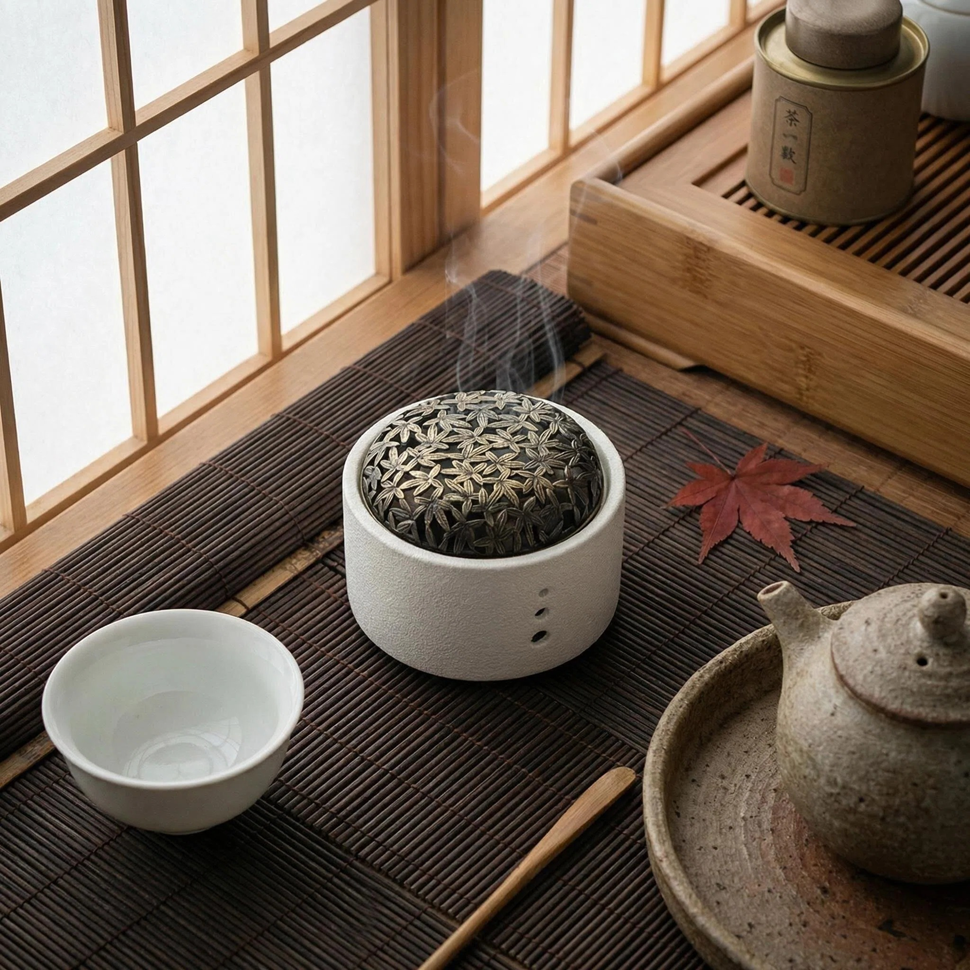 Zen Maple Ceramic Incense Burner — For Coil Incense, Cones & Sticks