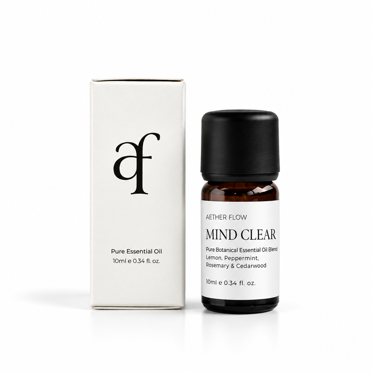 AETHER FLOW Mind Clear Essential Oil Blend — Lemon, Peppermint, Rosemary & Cedarwood | 10ml
